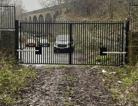 Batley hub clearing project gates to the access road