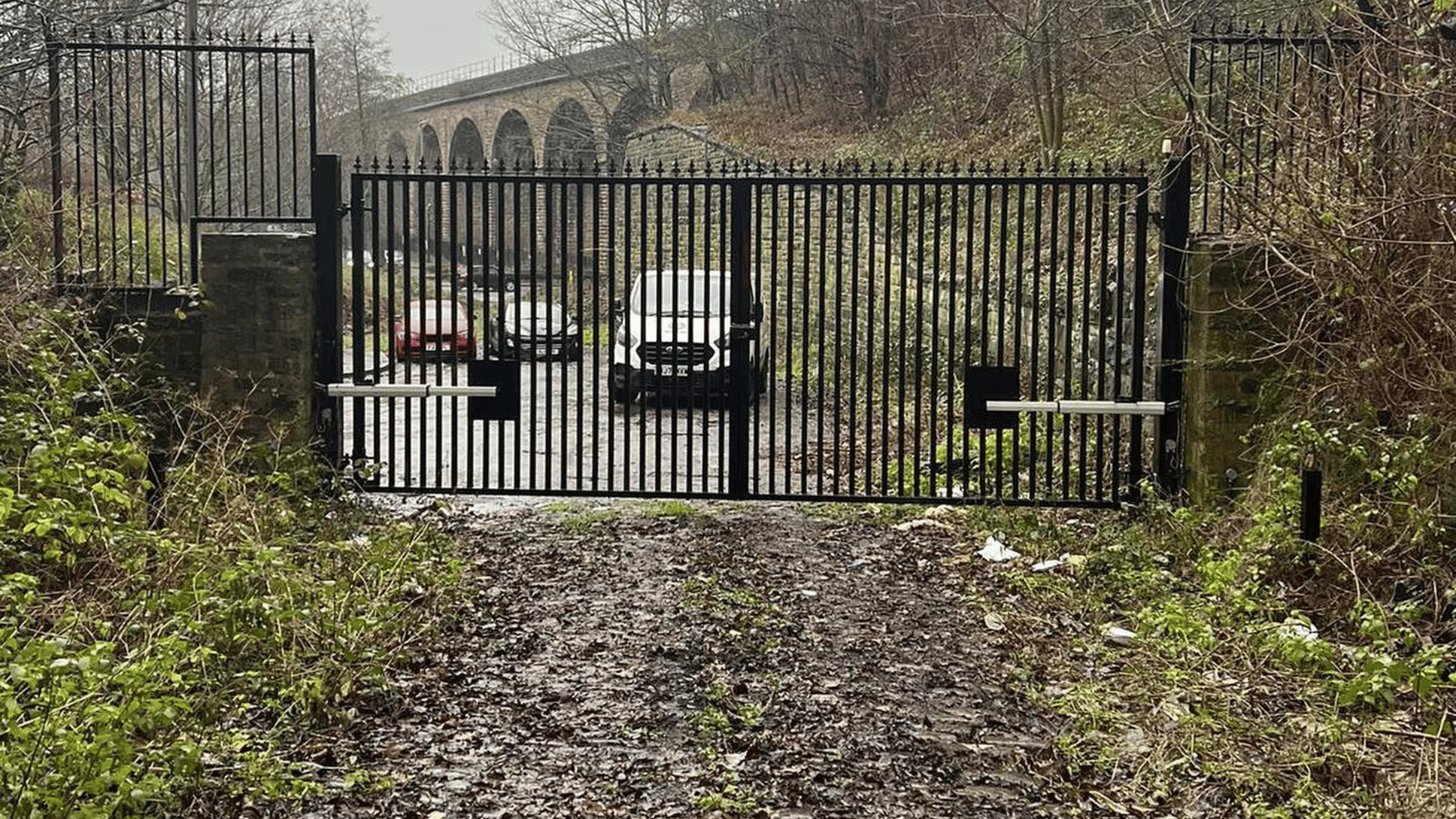 Batley hub clearing project gates to the access road