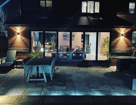 Completed-worsley-extension-project at night all lit up with feature lighting