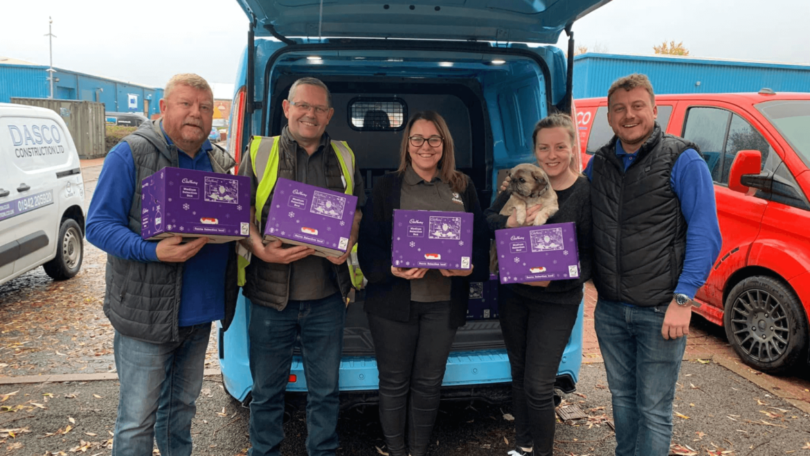 Team Dasco Construction donating selection boxes