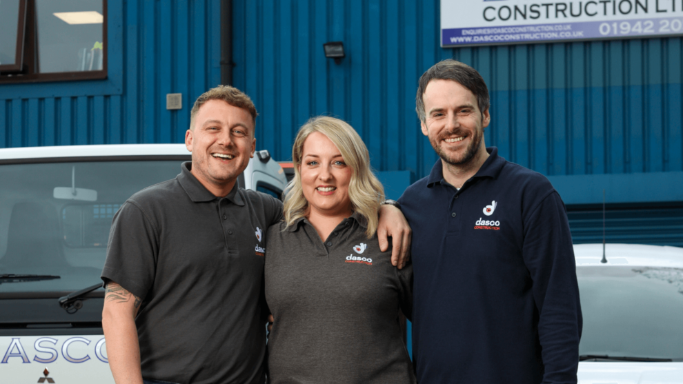 Image Shows L-R MD Scott Rothwell, Accounts Manager Collette Stansfield and Operations Manager Darren Stansfield stood in front of their building