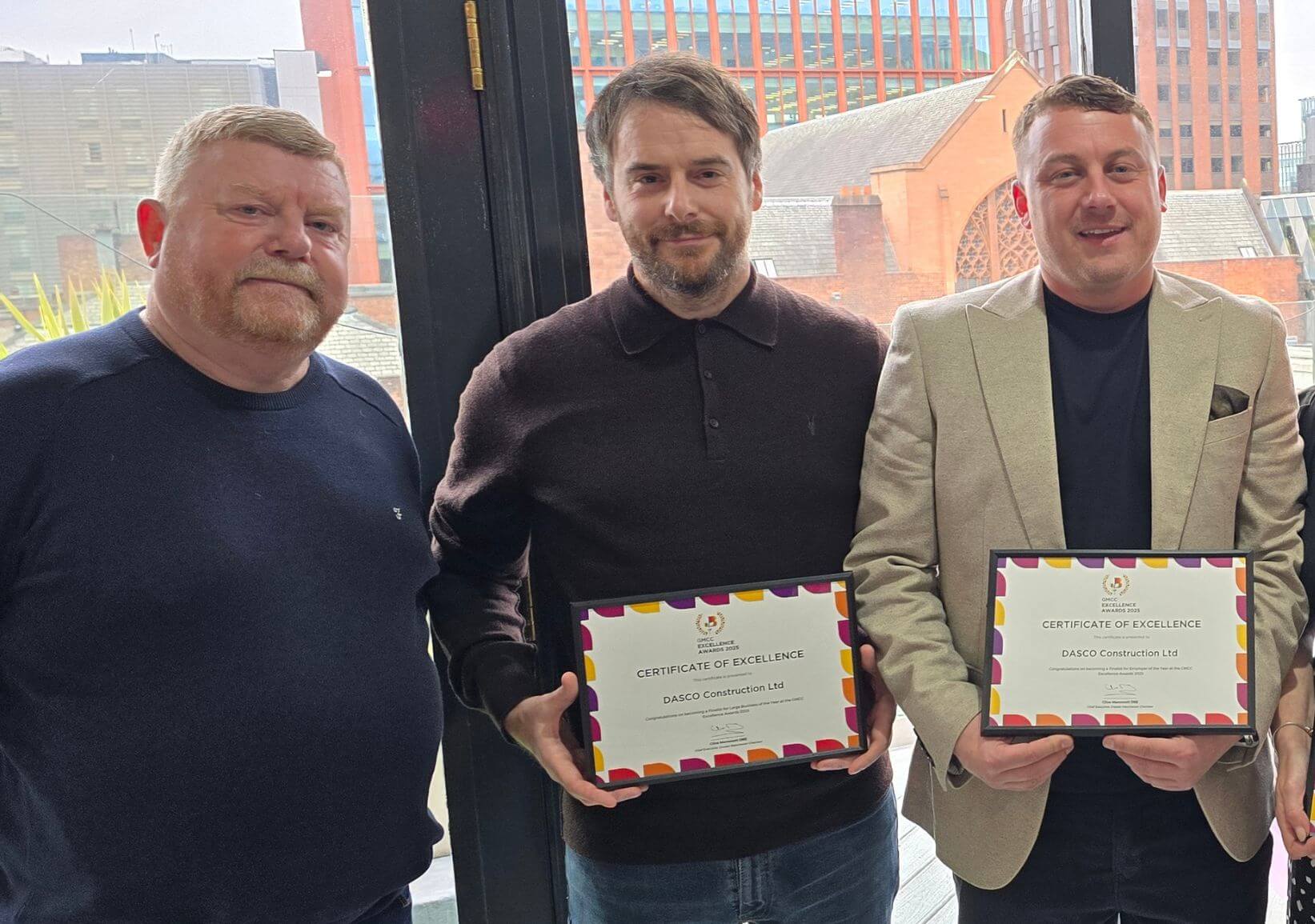David Rothwell, Darren Stansfield and Scott Rothwell holding their finalist certificates